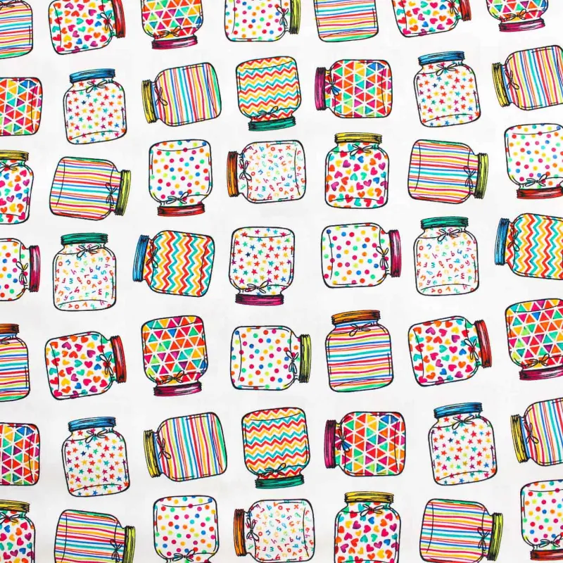 Tessuto di cotone fantasia Barattoli | TESSUTI PER BAMBINI