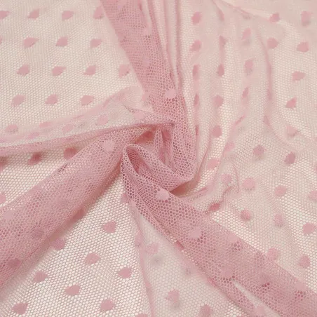 Tulle elasticizzato con Pois Rosa | IL TESSUTAIO