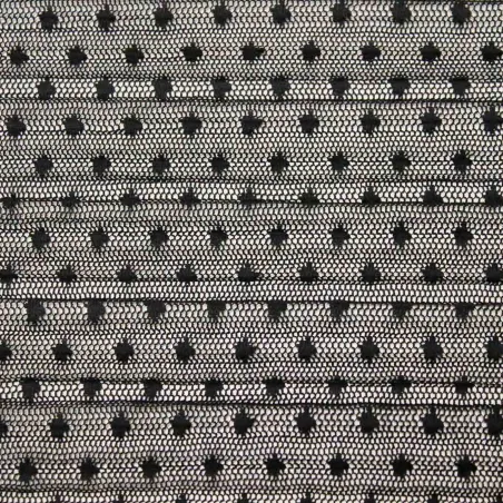 Tulle plissettato con pois nero | IL TESSUTAIO