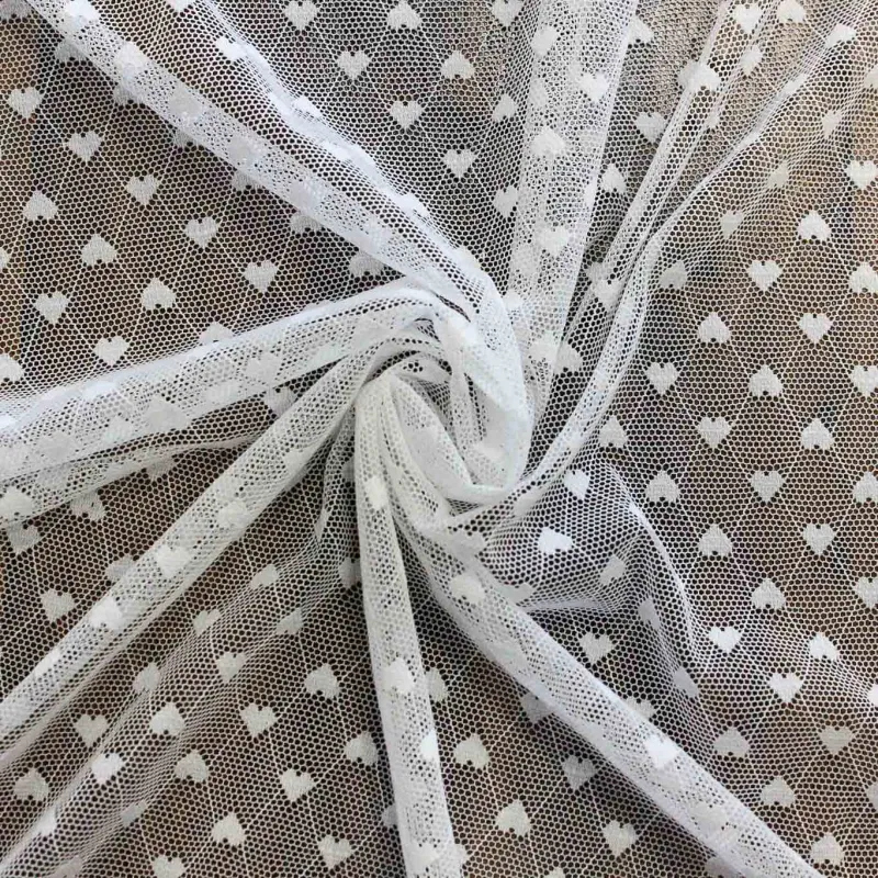 Tessuto Tulle Cuori Bianco | IL TESSUTAIO