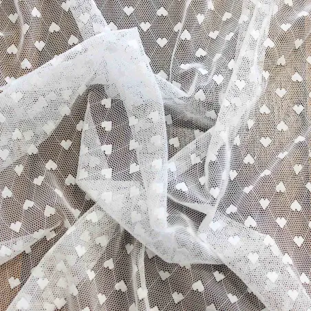 Tessuto Tulle Cuori Bianco | IL TESSUTAIO