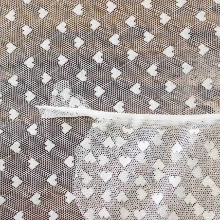 Tessuto Tulle Cuori Bianco | IL TESSUTAIO