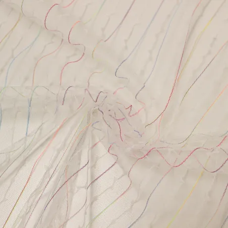 Tulle elasticizzato con Righe Multicolor | IL TESSUTAIO