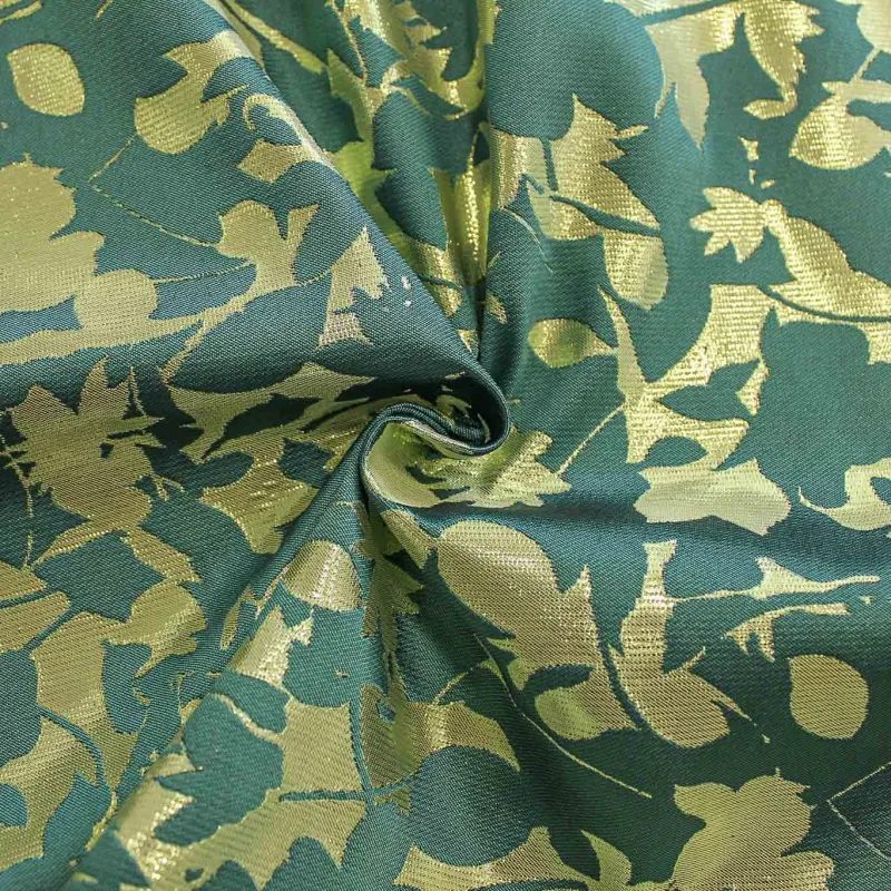 Jacquard Fiori Verde Oro | IL TESSUTAIO