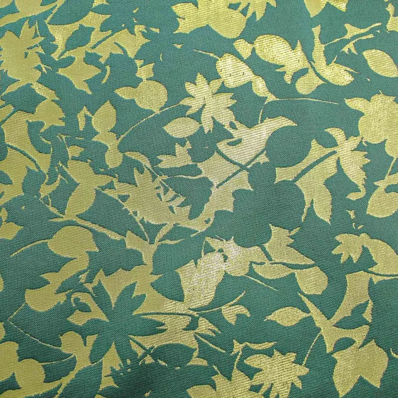 Jacquard Fiori Verde Oro | IL TESSUTAIO