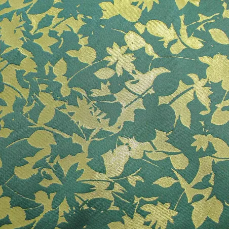 Jacquard Fiori Verde Oro | IL TESSUTAIO