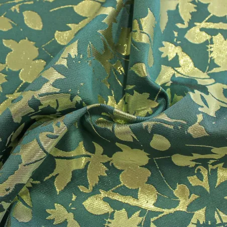 Jacquard Fiori Verde Oro | IL TESSUTAIO