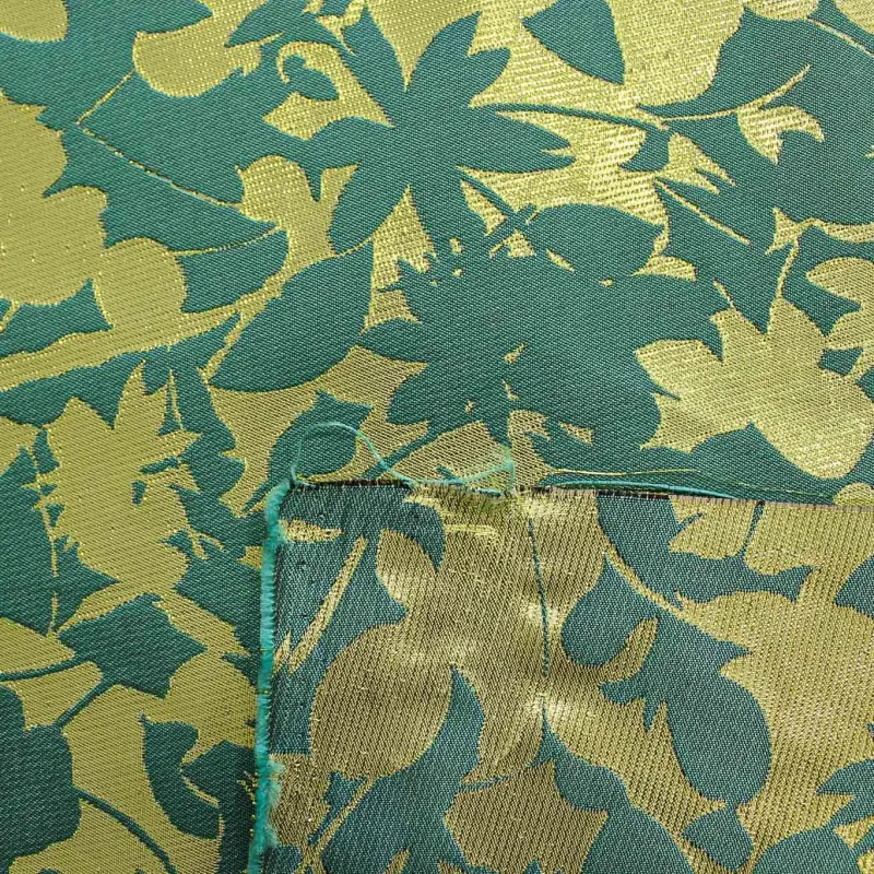 Jacquard Fiori Verde Oro | IL TESSUTAIO