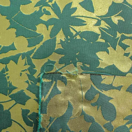 Jacquard Fiori Verde Oro | IL TESSUTAIO