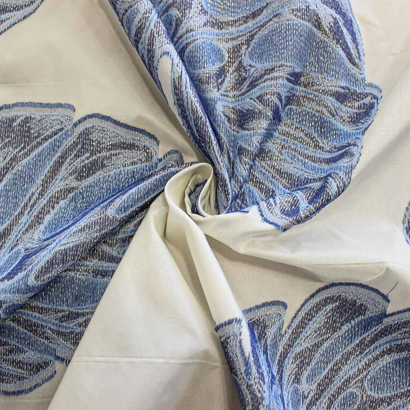 Jacquard Foglie Bianco Avion | IL TESSUTAIO