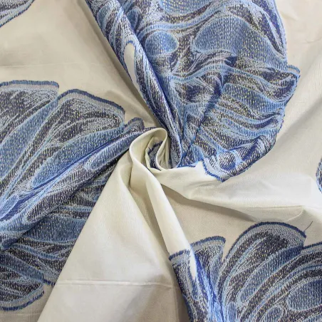 Jacquard Foglie Bianco Avion | IL TESSUTAIO