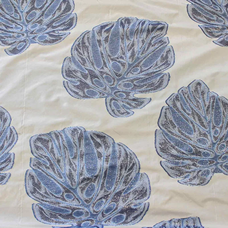 Jacquard Foglie Bianco Avion | IL TESSUTAIO