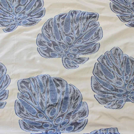 Jacquard Foglie Bianco Avion | IL TESSUTAIO