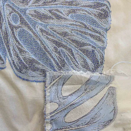 Jacquard Foglie Bianco Avion | IL TESSUTAIO