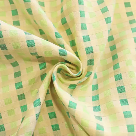 Jacquard Quadri Panna Verde | IL TESSUTAIO