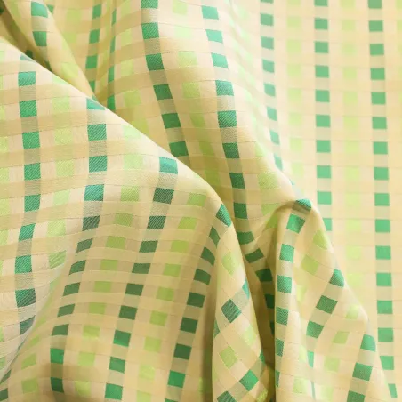Jacquard Quadri Panna Verde | IL TESSUTAIO
