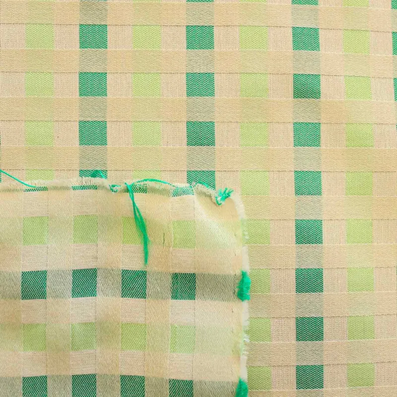 Jacquard Quadri Panna Verde | IL TESSUTAIO