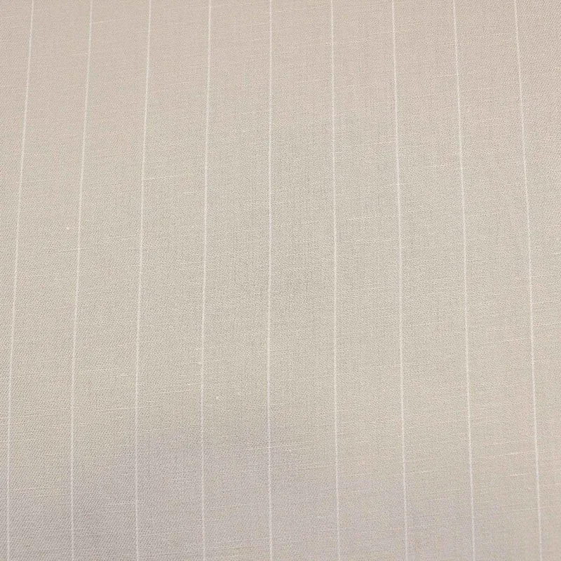 Tessuto Cotone Lino Gessato Beige Bianco  | IL TESSUTAIO