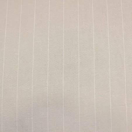 Tessuto Cotone Lino Gessato Beige Bianco  | IL TESSUTAIO