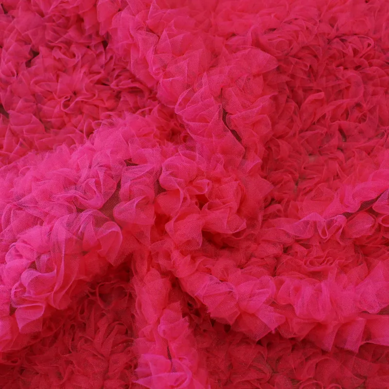 Tessuto Tulle Fiori 3D Fucsia | IL TESSUTAIO