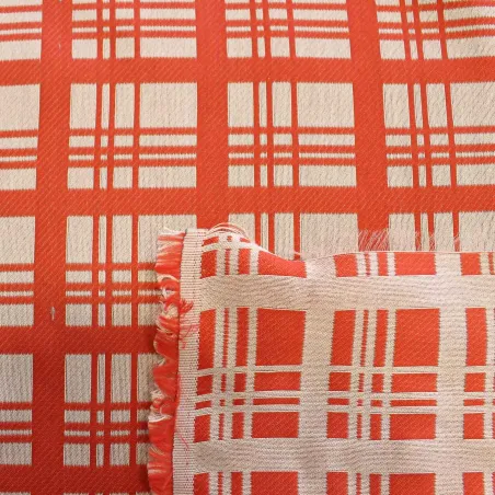 Jacquard Quadri Rosso Bianco | IL TESSUTAIO