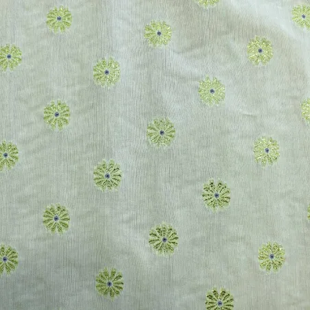 Jacquard Fiori Verde Tiffany | IL TESSUTAIO