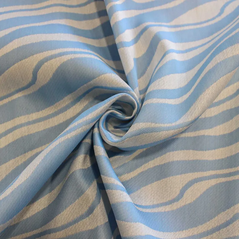 Jacquard Zebrato Celeste Bianco | IL TESSUTAIO