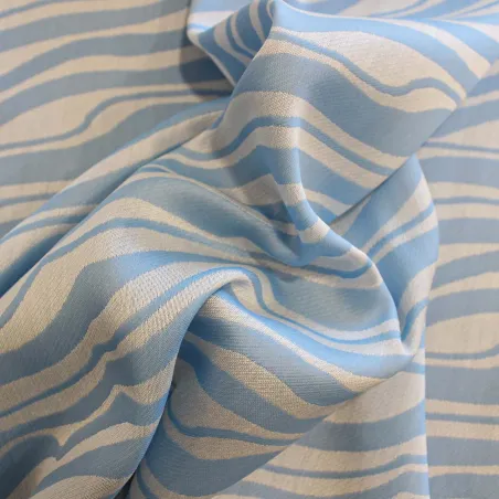 Jacquard Zebrato Celeste Bianco | IL TESSUTAIO