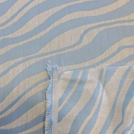 Jacquard Zebrato Celeste Bianco | IL TESSUTAIO
