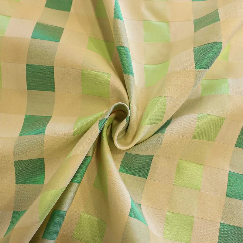 Jacquard Quadri Grandi Panna Verde | IL TESSUTAIO