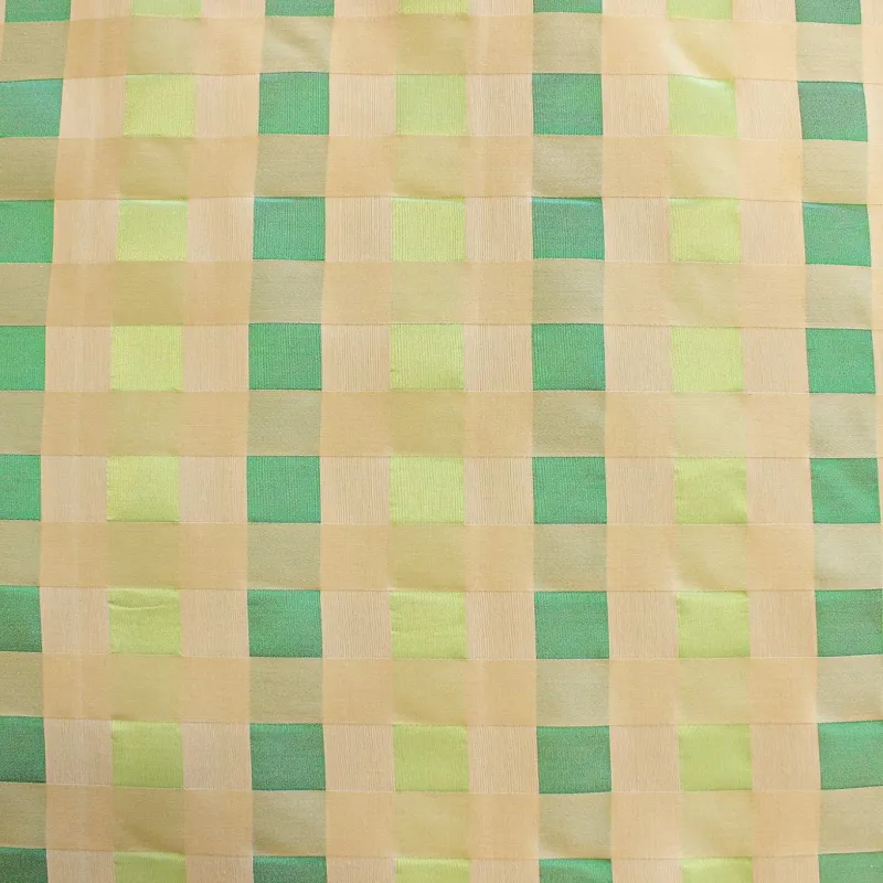 Jacquard Quadri Grandi Panna Verde | IL TESSUTAIO