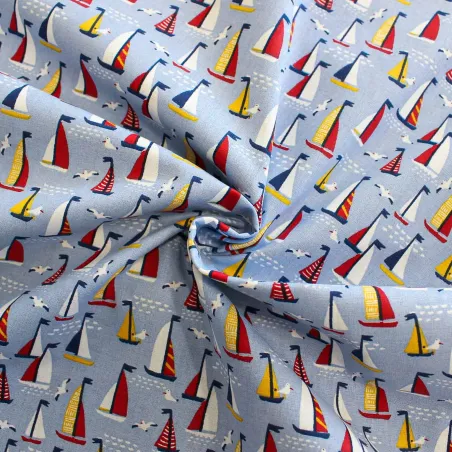 Tessuto di cotone fantasia Barche a vela | TESSUTI PER BAMBINI