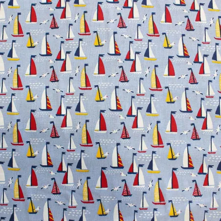 Tessuto di cotone fantasia Barche a vela | TESSUTI PER BAMBINI