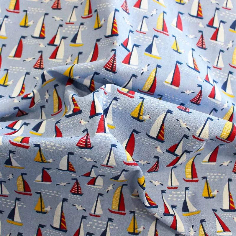 Tessuto di cotone fantasia Barche a vela | TESSUTI PER BAMBINI