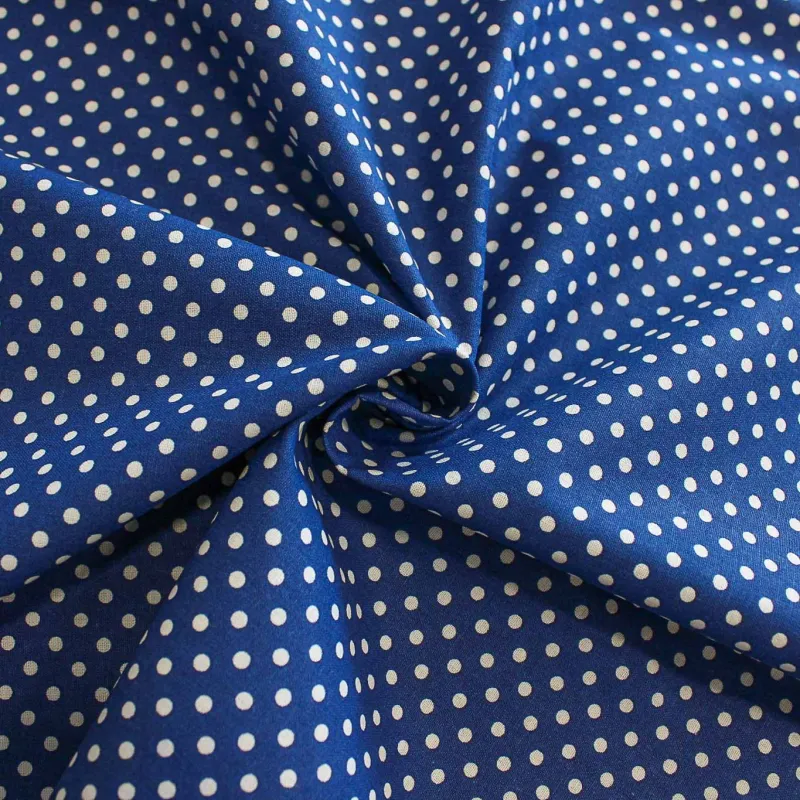 Tessuto di cotone fantasia Pois Blu Bianco | TESSUTI PER BAMBINI