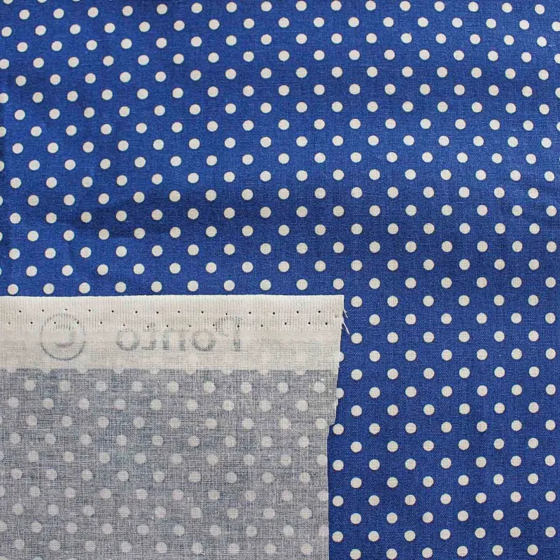 Tessuto di cotone fantasia Pois Blu Bianco | TESSUTI PER BAMBINI