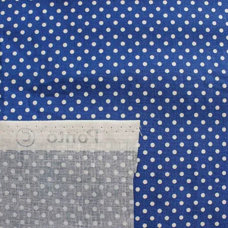 Tessuto di cotone fantasia Pois Blu Bianco | TESSUTI PER BAMBINI