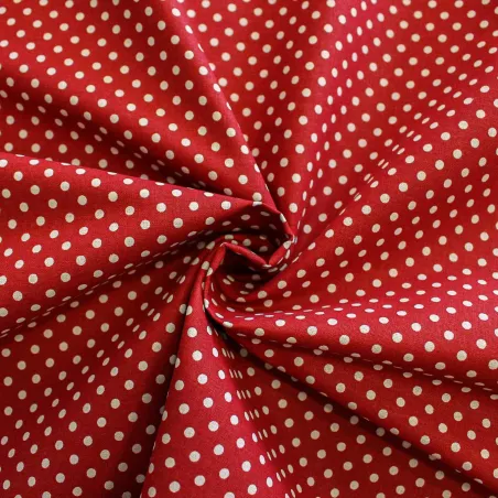 Tessuto di cotone fantasia Pois Rosso Bianco | TESSUTI PER BAMBINI