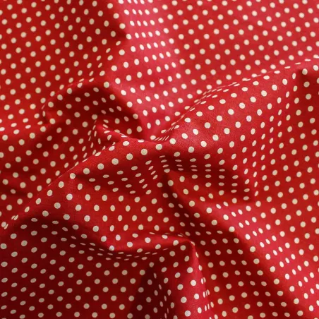 Tessuto di cotone fantasia Pois Rosso Bianco | TESSUTI PER BAMBINI