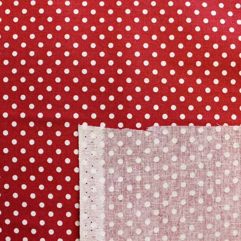 Tessuto di cotone fantasia Pois Rosso Bianco | TESSUTI PER BAMBINI