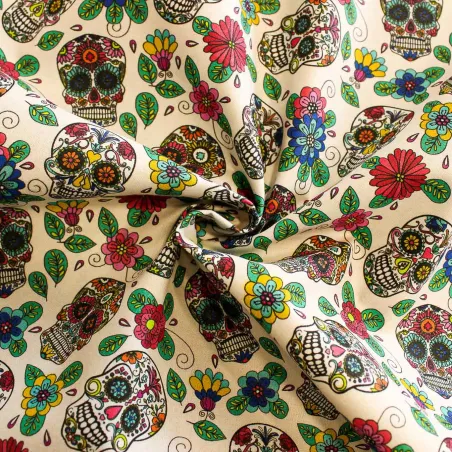 Tessuto di cotone fantasia teschi messicani | TESSUTI PER BAMBINI