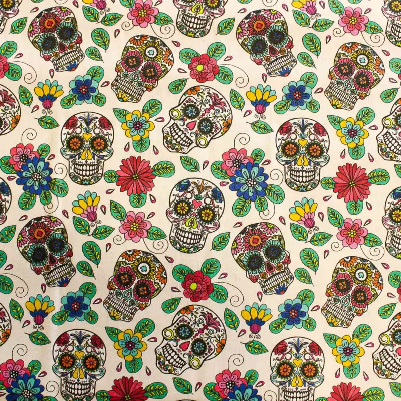 Tessuto di cotone fantasia teschi messicani | TESSUTI PER BAMBINI