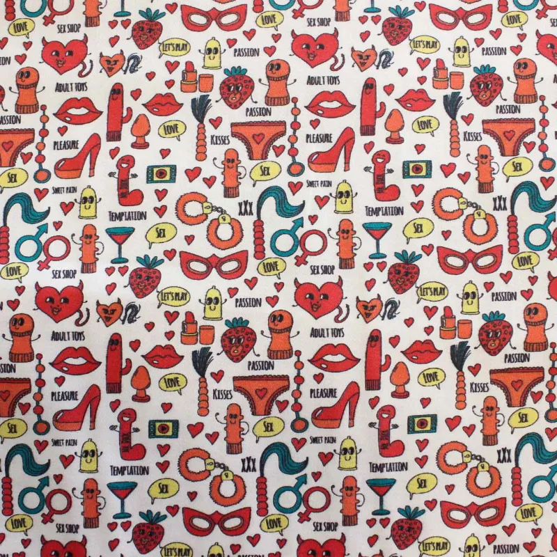 Tessuto di cotone fantasia sex boys | IL TESSUTAIO
