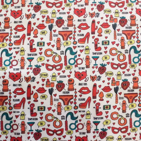 Tessuto di cotone fantasia sex boys | IL TESSUTAIO