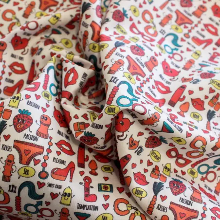 Tessuto di cotone fantasia sex boys | IL TESSUTAIO