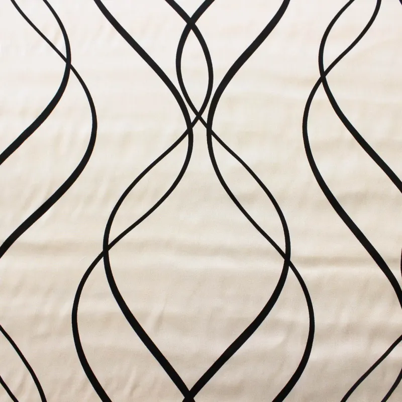 Raso con stampa astratta bianco nero | IL TESSUTAIO