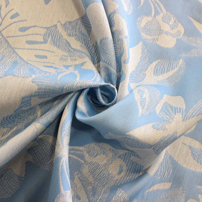 Jacquard Fiori Celeste Bianco | IL TESSUTAIO