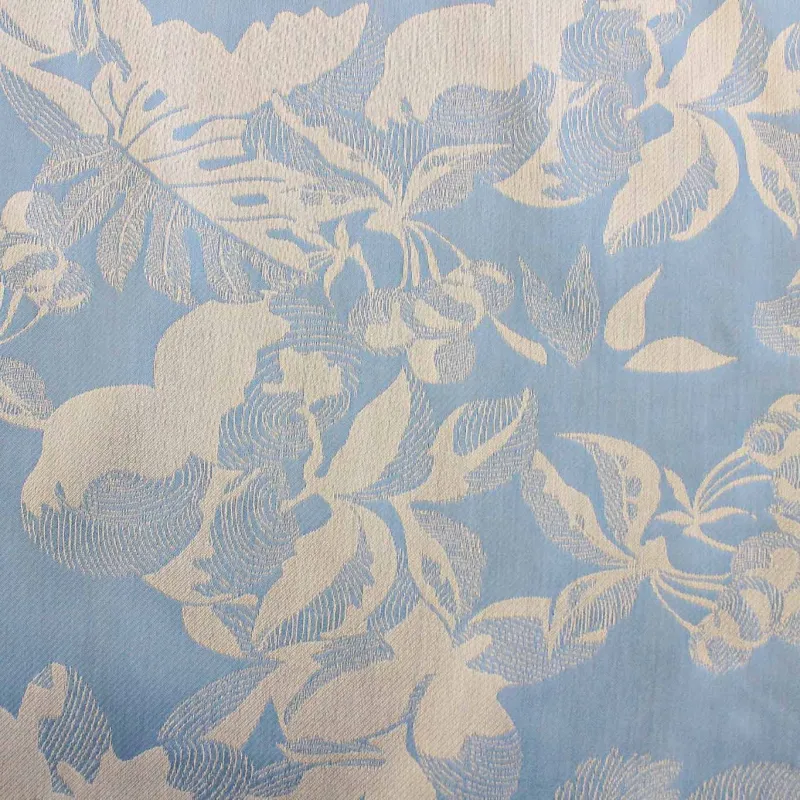 Jacquard Fiori Celeste Bianco | IL TESSUTAIO