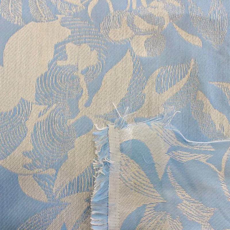 Jacquard Fiori Celeste Bianco | IL TESSUTAIO