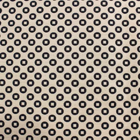 Tessuto Tubico Fantasia Cerchi Panna Blu | IL TESSUTO